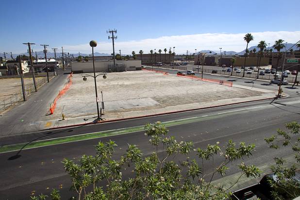 A vacant lot is shown at Ogden Avenue and Sixth Street in downtown Las Vegas Monday, June 10, 2013. The lot, owned by Alonzo Williams Sr., a 62-year-old medical doctor from Little Rock, Ark., was being used for parking but has recently been fenced off.