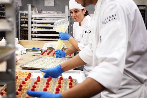 Pastry cook Marisela Espinoza works on pastries for Bacchanal Buffet inside the basement bakery at Caesars Palace in Las Vegas on Tuesday, June 11, 2013.