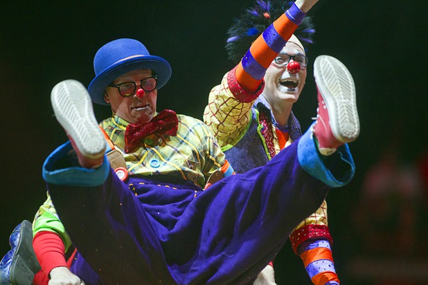 Clowns perform during the opening night of the Ringling Bros. and Barnum & Bailey Circus at the Thomas & Mack Center Thursday, June 13, 2013. The "Built to Amaze!" tour runs through Sunday, June 16.