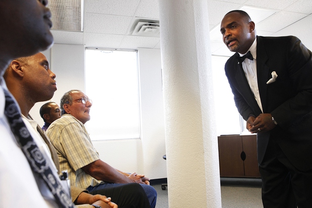 Hope for Prisoners CEO Jon Ponder speaks during the Hope for Prisoners graduation ceremony in Las Vegas on Friday, June 14, 2013. Hope for Prisoners provides intensive one week training for prisoners reentering society.