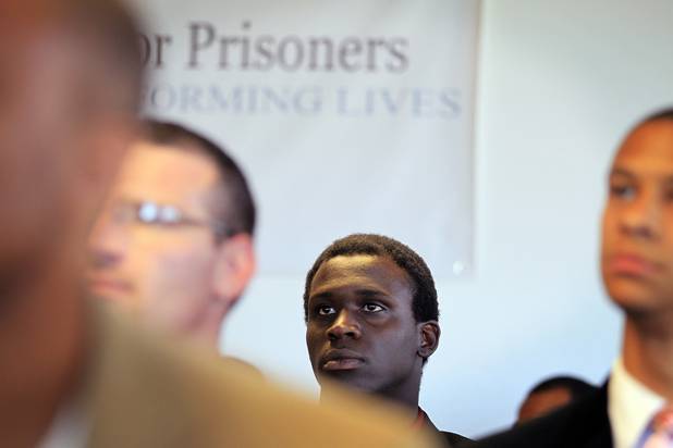 Graduate Thomas Sims listens during the Hope for Prisoners graduation ceremony in Las Vegas on Friday, June 14, 2013. Hope for Prisoners provides intensive one week training for prisoners reentering society.