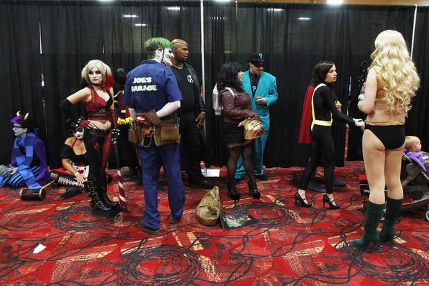 Contestants wait in line for judging during the costume contest at the Amazing Las Vegas Comic Con at the South Point Saturday, June 15, 2013.