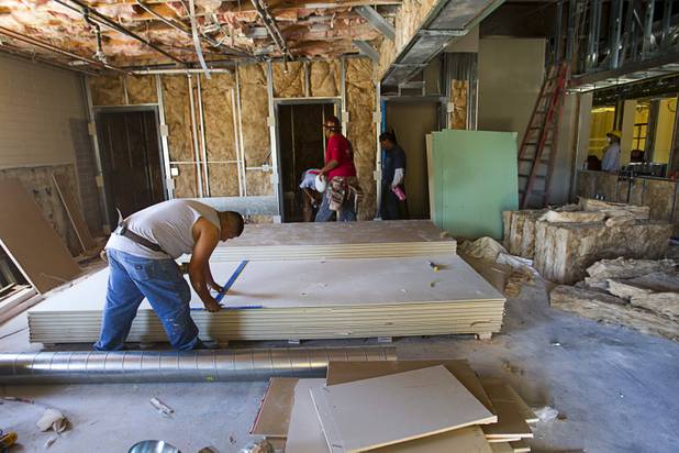 Construction continues in a classroom at the 9th Bridge School at 9th Street and Bridger Avenue in downtown Las Vegas Monday, June 17, 2013. The private school/early childhood learning center, part of the DowntownProject, is scheduled to open August 26 with infants through kindergarten students and gradually add grades.