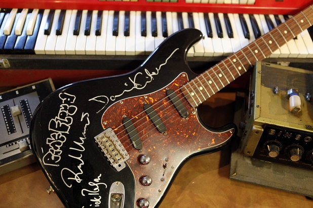 PInk Floyd instruments, part of the Hard Rock Hotel's rock memorabilia collection on Monday, June 17, 2013 at the Hard Rock Hotel in Las Vegas.
