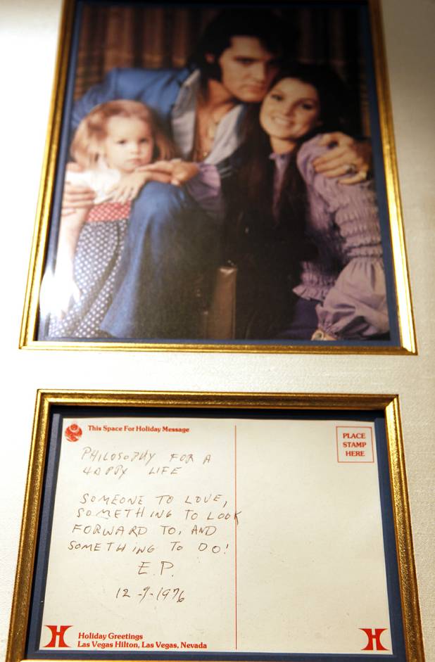 A note from Elvis Presley, part of the Hard Rock Hotel's rock memorabilia collection on Monday, June 17, 2013 at the Hard Rock Hotel in Las Vegas.