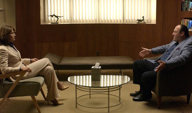 This undated file photo provided by HBO shows James Gandolfini, as Tony Soprano, right, and Lorraine Bracco, as Dr. Jennifer Melfi, from a scene from the fourth season of "The Sopranos." HBO and the managers for Gandolfini say the actor died Wednesday, June 19, 2013, in Italy. He was 51. 
