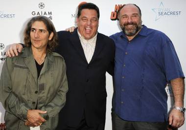 From left, Michael Imperioli, Steve Schirripa, and James Gandolfini arrive at the LA premiere of “Nicky Deuce” at the ArcLight Hollywood on Monday, May 20, 2013 in Los Angeles. 