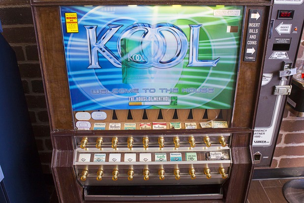 A cigarette machine is displayed at The Atomic on East Fremont Street Wednesday, June 20, 2013. 