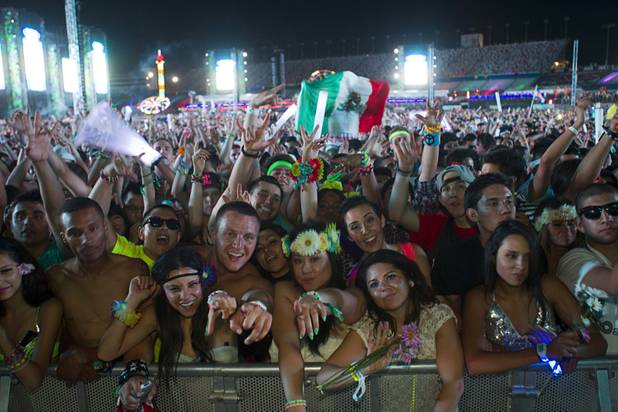 Festival-goers are shown during the third day of the Electric Daisy Carnival at the Las Vegas Motor Speedway early Monday morning, June 24, 2013.