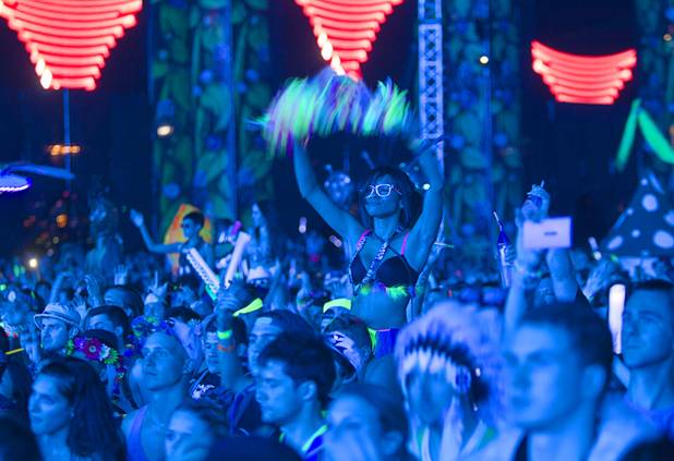 Festival-goers crowd kineticFIELD during the third day of the Electric Daisy Carnival at the Las Vegas Motor Speedway early Monday morning, June 24, 2013.