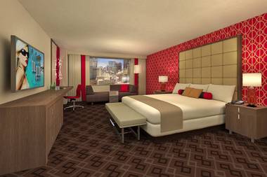 A view of a newly remodeled room at Bally’s Las Vegas, June 24, 2013.