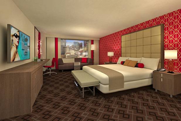 A view of a newly remodeled room at Bally’s Las Vegas, June 24, 2013.