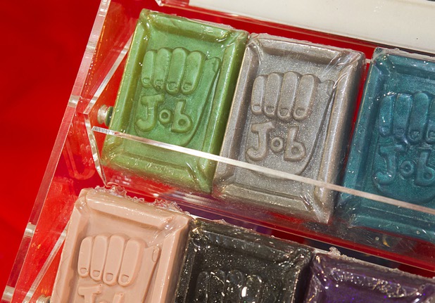 Soap is displayed at the Soap Fetish booth during the inaugural Art N Ink Festival at the South Point Sunday, June 30, 2013.