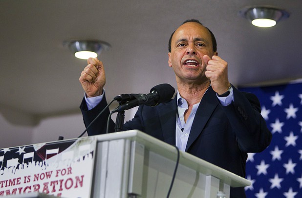 Congressman Luis Gutierrez (D-IL) speaks during a rally for immigration reform at the Culinary Workers Union, Local 226, headquarters Monday, July 1, 2013.