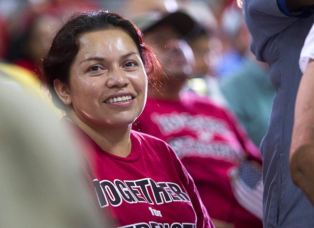 A woman attends a rally for immigration reform at the Culinary Workers Union, Local 226, headquarters Monday, July 1, 2013.