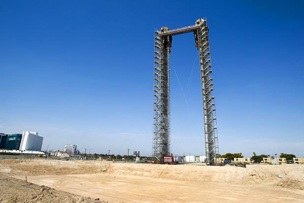 A view of SkyVue observation wheel under construction near Mandalay Bay Tuesday, July 2, 2013.