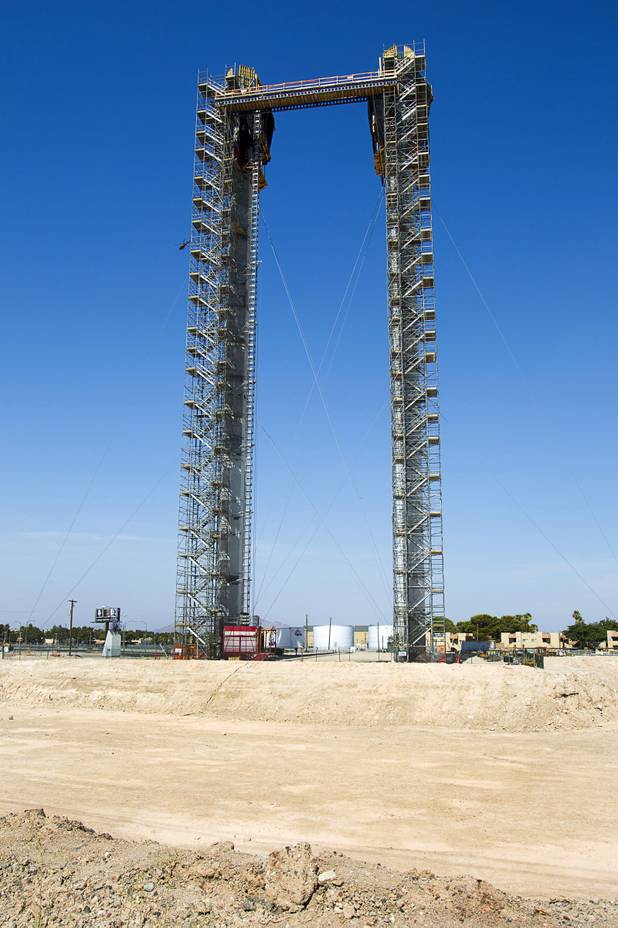A view of SkyVue observation wheel under construction near Mandalay Bay Tuesday, July 2, 2013.