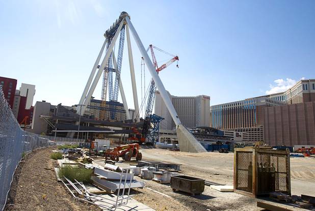A view of High Roller observation wheel under construction at The Linq Tuesday, July 2, 2013. The 550-ft. tall wheel is expected to open in 2014.