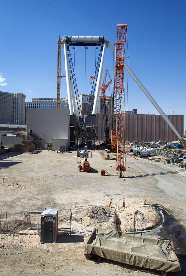 A view of High Roller observation wheel under construction at The Linq Tuesday, July 2, 2013. The 550-ft. tall wheel is expected to open in 2014.