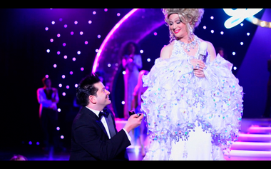 Alex Schechter proposes to Frank Marino onstage at The Quad Showroom on Tuesday, July 2, 2013.