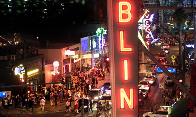 A packed Fremont East District on Friday, July 5, 2013.
