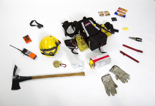 Brush fire gear is displayed during a demonstration at Centennial High School Sunday, July 14, 2013.
