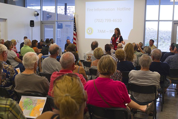Jennifer Ramieh of the American Red Cross speaks during a public meeting at the Red Rock Canyon Visitor Center Sunday, July 14, 2013.