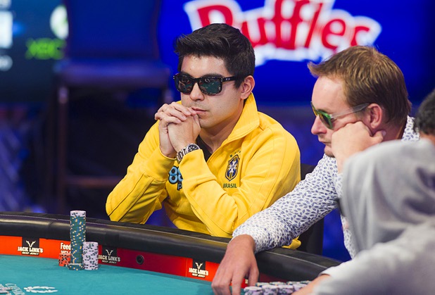 Bruno Kawauti of Brazil during the seventh day of the World Series of Poker $10,000 buy-in no-limit Texas Hold 'Em at the Rio Monday, July 15, 2013.