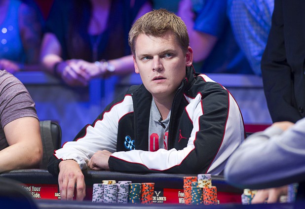 Matthew Reed of Bowling Green, Ohio competes during the seventh day of the World Series of Poker $10,000 buy-in no-limit Texas Hold 'Em at the Rio Monday, July 15, 2013.