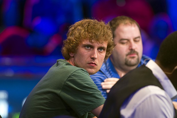 Ryan Riess of East Lansing, Mich. competes during the seventh day of the World Series of Poker $10,000 buy-in no-limit Texas Hold 'Em at the Rio Monday, July 15, 2013.