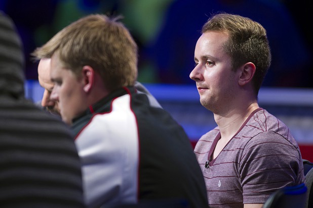 Canadian Marc McLaughlin of competes during the seventh day of the World Series of Poker $10,000 buy-in no-limit Texas Hold 'Em at the Rio Monday, July 15, 2013.