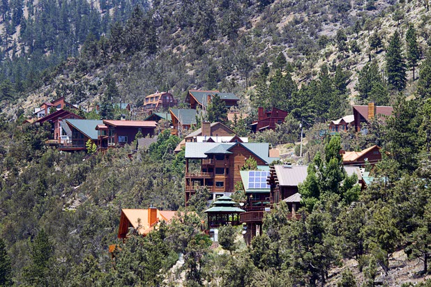 Homes at the Echo Canyon subdivision are shown on Mount Charleston Thursday, July 18, 2013. The mountain is expected to reopen to the public on Friday.