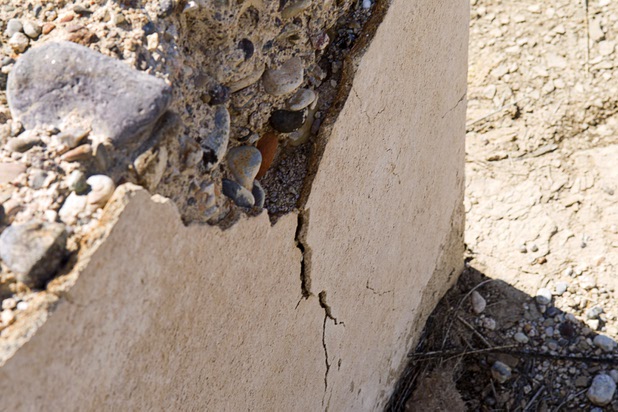 The remains of a structure is shown at the town of St. Thomas in the Lake Mead National Recreation Area Monday, July 22, 2013. The town started as a farming settlement in 1865 but was covered by the rising waters of Lake Mead in the 1930's after the construction of Hoover Dam.