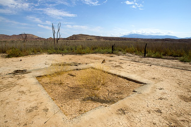The remains of an auto garage is shown at the town of St. Thomas in the Lake Mead National Recreation Area Monday, July 22, 2013. The town started as a farming settlement in 1865 but was covered by the rising waters of Lake Mead in the 1930's after the construction of Hoover Dam.