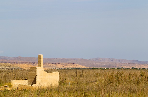 A structure is shown at the town of St. Thomas in the Lake Mead National Recreation Area Monday, July 22, 2013. The town started as a farming settlement in 1865 but was covered by the rising waters of Lake Mead in the 1930's after the construction of Hoover Dam.