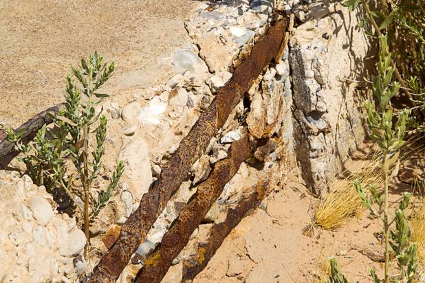 Reinforcing bars are shown at the site of the school at the town of St. Thomas in the Lake Mead National Recreation Area Monday, July 22, 2013. The town started as a farming settlement in 1865 but was covered by the rising waters of Lake Mead in the 1930's after the construction of Hoover Dam.