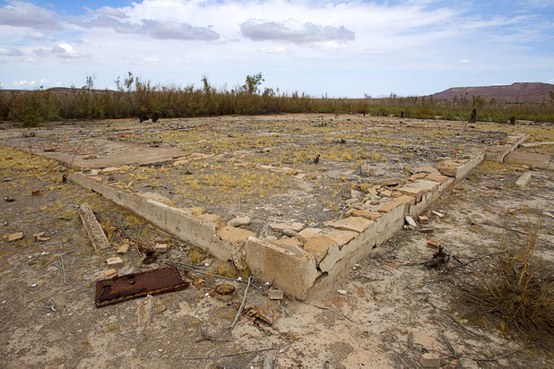 A structure is shown at the town of St. Thomas in the Lake Mead National Recreation Area Monday, July 22, 2013. The town started as a farming settlement in 1865 but was covered by the rising waters of Lake Mead in the 1930's after the construction of Hoover Dam.