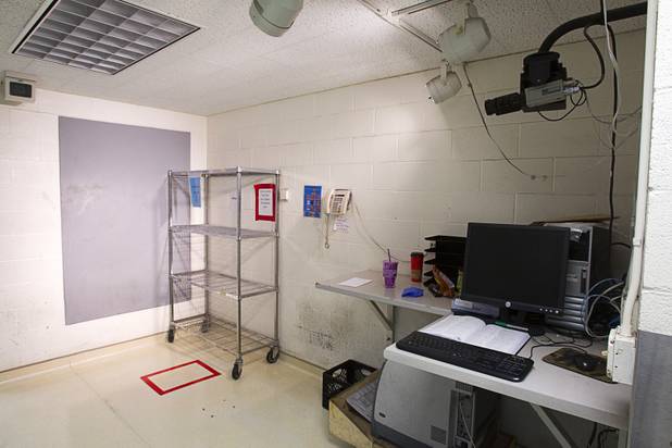 A mugshot area is shown during a tour of the Clark County Detention Center Tuesday, July 23, 2013.