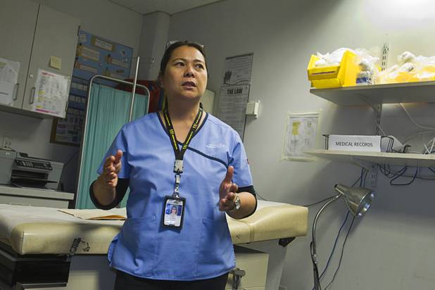 Nurse practitioner Divina Andres talks about working in the Clark County Detention Center Tuesday, July 23, 2013.