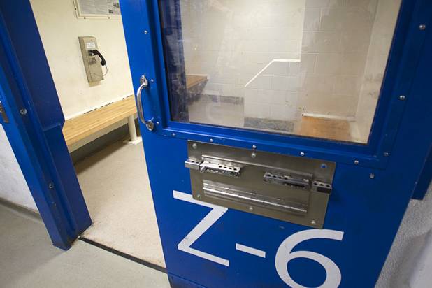A holding cell is shown during a tour of the Clark County Detention Center Tuesday, July 23, 2013.