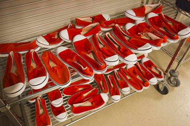 Shoes are shown in the laundry during a tour of the Clark County Detention Center Tuesday, July 23, 2013.