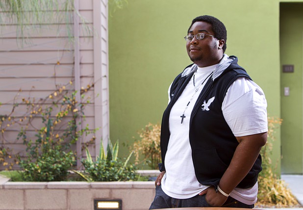 Sean Adams poses at Crossings at St. Jude's, a supportive housing program for homeless 18 to 25-year-olds, Tuesday, July 23, 2013. Adams works as a warehouse manager at St. Jude's Ranch in Boulder City.