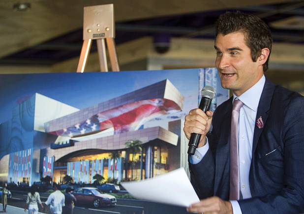 Jon Gray, vice president and general manager of Caesars Entertainment's Linq development, speaks before a construction tour of the project Tuesday, July 29, 2013. The $550 million shopping, dining and entertainment district will be anchored by the 550-foot-tall High Roller observation wheel. The project's first phase is expected to open in late 2013.