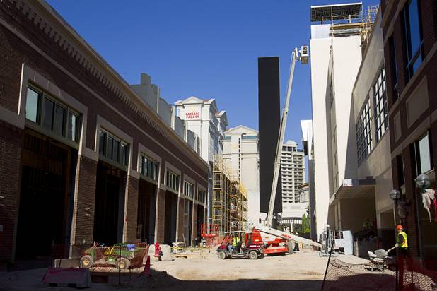 A general view of construction during a tour of Caesars Entertainment's Linq development Tuesday, July 29, 2013. The $550 million shopping, dining and entertainment district will be anchored by the 550-foot-tall High Roller observation wheel. The project's first phase is expected to open in late 2013.