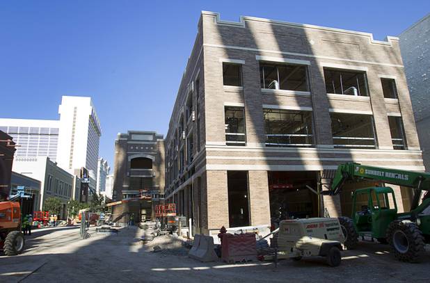 The Yard House, right, is shown under construction during a tour of Caesars Entertainment's Linq development Tuesday, July 29, 2013. The Yard House in the Linq will be the largest Yard House in the nation, representatives said. The $550 million shopping, dining and entertainment district will be anchored by the 550-foot-tall High Roller observation wheel. The project's first phase is expected to open in late 2013.