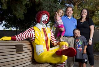 Jeremy Anderson, general manager of Aire Serv, poses with his fiancee, Mical Henderson, and his children Will, 8, and Lucy, 3, at the Ronald McDonald House on Monday, Aug. 5, 2013. The The Ronald McDonald House provides temporary housing for families who travel to Las Vegas to receive critical medical treatment for their children.