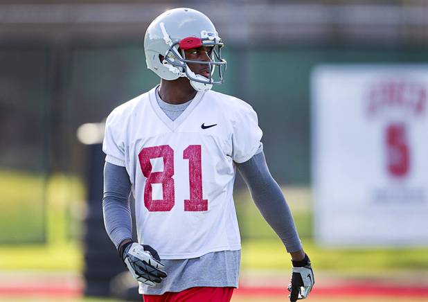 UNLV wide receiver Devante Davis is shown during practice at UNLV Tuesday, Aug. 6, 2013.
