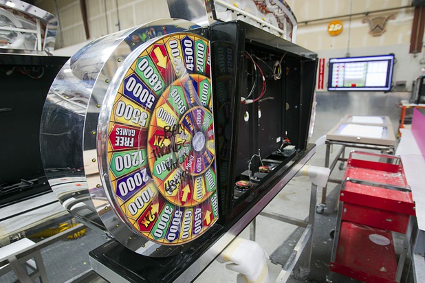 A slot machine sign is shown at the YESCO facility in Las Vegas Wednesday, Aug. 7, 2013.