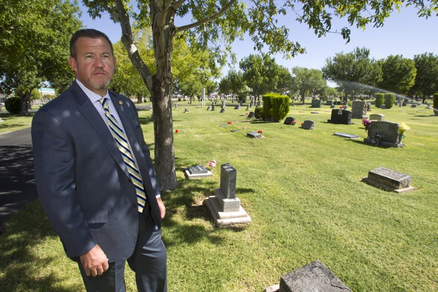 James Mullikin, managing partner of Bunkers Mortuaries, Cemeteries & Crematory, in Woodlawn Cemetery Thursday, Aug. 8, 2013. Opened in 1914 on 10 acres of donated land, Woodlawn, the oldest cemetery in Las Vegas, is coming up on its 100th anniversary.