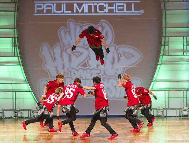 "F.L.A.T." of Japan competes in the adult division during the World Hip Hop Championships at the Orleans Arena Sunday, Aug. 11, 2013. Teams from 43 countries competed in the event.